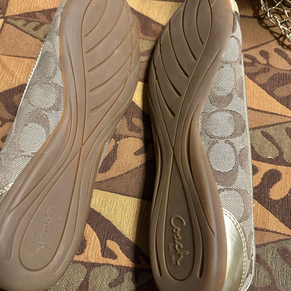 Coach Women's Tan and Silver Loafers - Picture 4 of 6